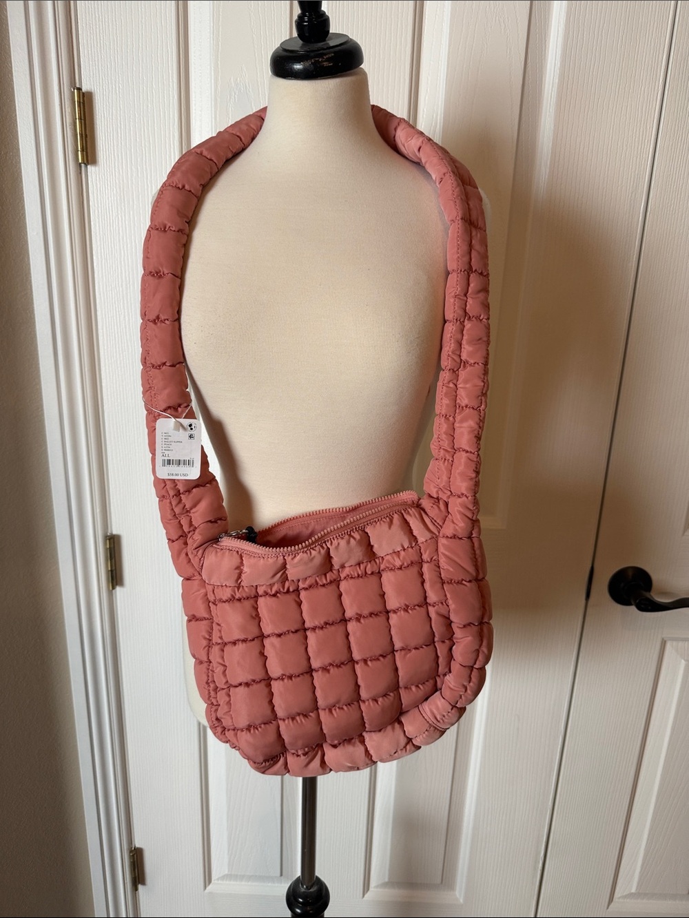 Free people movement Quilted Puffer Crossbody Bag in Dusty Rose